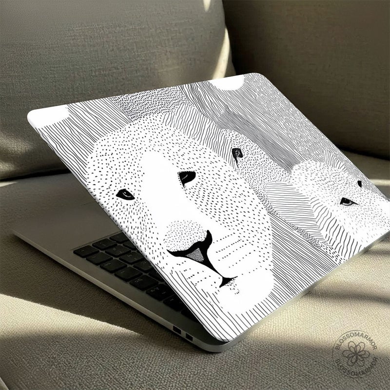 حافظة ناعمة من مادة PU لأجهزة MacBook Pro 13 موديلات 2020-2022 بألوان مزيج تصميم الأسد والزهرة - Image 3