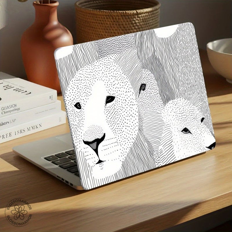 حافظة ناعمة من مادة PU لأجهزة MacBook Pro 13 موديلات 2020-2022 بألوان مزيج تصميم الأسد والزهرة - Image 1