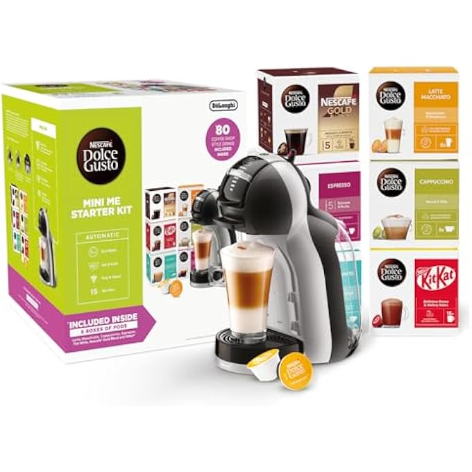 ريحني مجموعة أدوات البدء لماكينة صنع القهوة كبسولات صغيرة من نسكافيه دولتشي غوستو ديلونجي، طراز Edg155 Bg، أسود ورمادي - Image 2