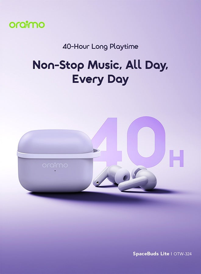 أورايمو سبيس بودز لايت OTW-324 سماعات أذن لاسلكية حقيقية، صوت ثلاثي الأبعاد Sound360 مع مكالمات واضحة كريستالية بفضل الذكاء الاصطناعي، سماعة بلوتوث، ملائمة مريحة، 40 ساعة من وقت التشغيل، سماعات أذن مقاومة للماء - أبيض - Image 4