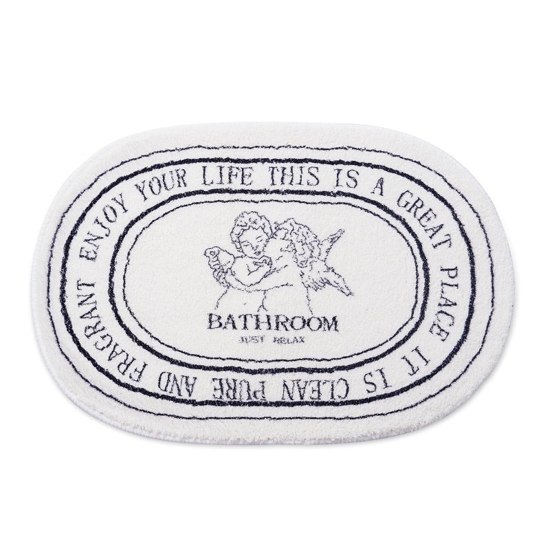 ontinny White Bathroom Rugs Soft Cute Bath Mat for Bath Floor 20x32inch, Machine Washable Non-Slip Bath Mats for Shower Toilet Tub, Kidâ€™s Bathroom Decor Plush Carpet (Angel Baby) - Image 1
