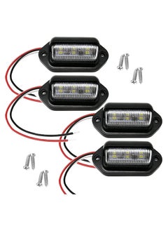 4PCS LED Number Plate Light, 12V-24V DC Compatibility Waterproof License Plate Lamp License Plate Illumination 6-SMD Number Plate Light for Truck SUV Trailer Van RV Boats Cargo Lights Under Hood Light