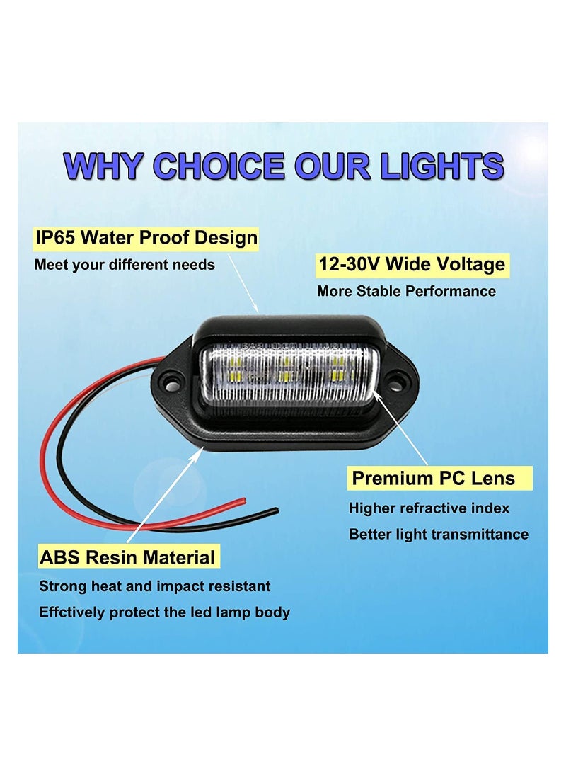 SYOSI - 4PCS LED Number Plate Light, 12V-24V DC Compatibility Waterproof License Plate Lamp License Plate Illumination 6-SMD Number Plate Light for Truck SUV Trailer Van RV Boats Cargo Lights Under Hood Light - Image 1