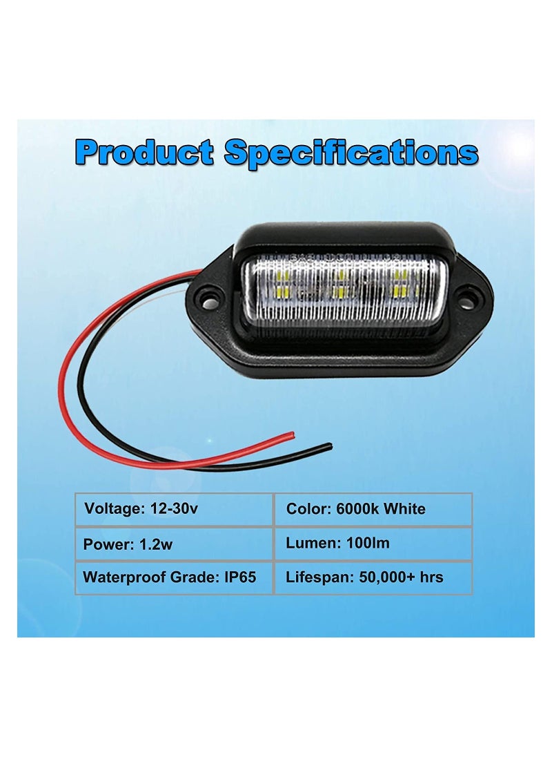 SYOSI - 4PCS LED Number Plate Light, 12V-24V DC Compatibility Waterproof License Plate Lamp License Plate Illumination 6-SMD Number Plate Light for Truck SUV Trailer Van RV Boats Cargo Lights Under Hood Light - Image 1