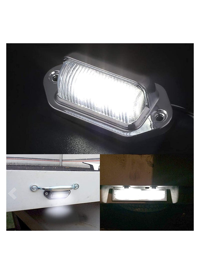 SYOSI - 4PCS LED Number Plate Light, 12V-24V DC Compatibility Waterproof License Plate Lamp License Plate Illumination 6-SMD Number Plate Light for Truck SUV Trailer Van RV Boats Cargo Lights Under Hood Light - Image 1