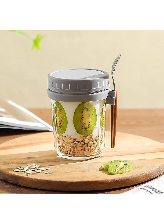 WHISKET Overnight Oats Containers with Lids and Spoons, Vegetable and fruit Salad Storage Container with Measurement Marks (Grey) - Image 3