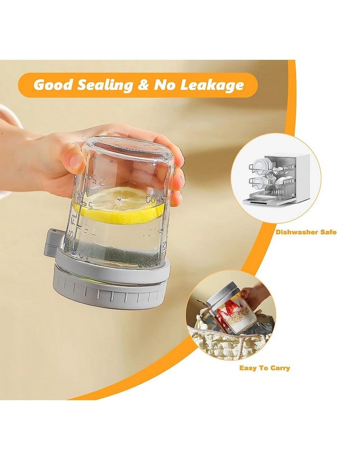 WHISKET Overnight Oats Containers with Lids and Spoons, Vegetable and fruit Salad Storage Container with Measurement Marks (Grey) - Image 4