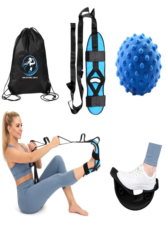 JIURUN Foot and Calf Stretcher for Plantar Fasciitis Relief - Foot Rocker with Yoga Stretching Strap, Hamstring & Achilles Stretcher - Non-Slip Home Physical Therapy Equipment for Flexibility & Recovery - Image 1