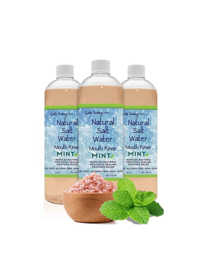 Dale Audrey Natural Saltwater Mouth Rinse | Himalayan Pink Salt Water Oral Rinse | Organic Refreshing Mint Flavor Fluoride Free For Fresh Breath | Mouthwash For Bad Breath Treatment | 3 Pack 16 Oz - Image 1