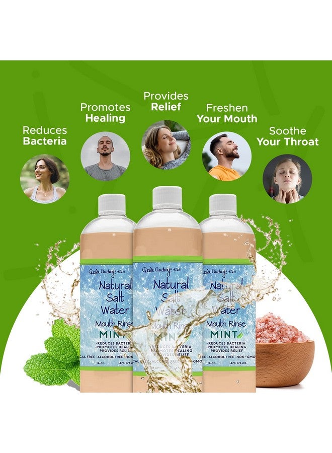 Dale Audrey Natural Saltwater Mouth Rinse | Himalayan Pink Salt Water Oral Rinse | Organic Refreshing Mint Flavor Fluoride Free For Fresh Breath | Mouthwash For Bad Breath Treatment | 3 Pack 16 Oz - Image 4