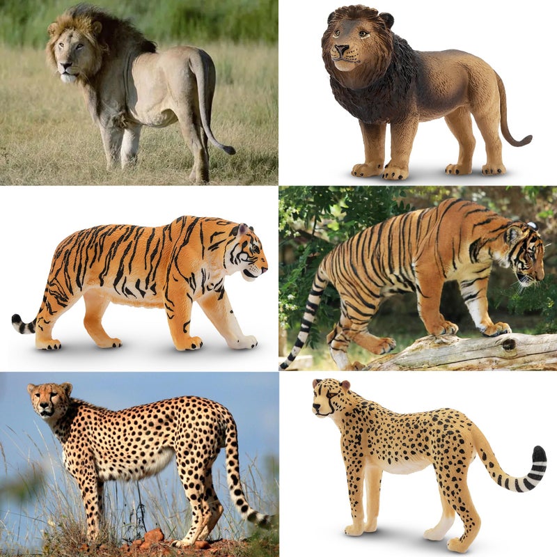 Toymany 8PCS 2-5" Plastic Jungle Animals Figures Playset Includes Baby Animals, Realistic Lion, Tiger, Cheetah, Leopard Figurines with Cubs, Cake Toppers Christmas Birthday Toy Gift for Kids Toddlers - Image 5