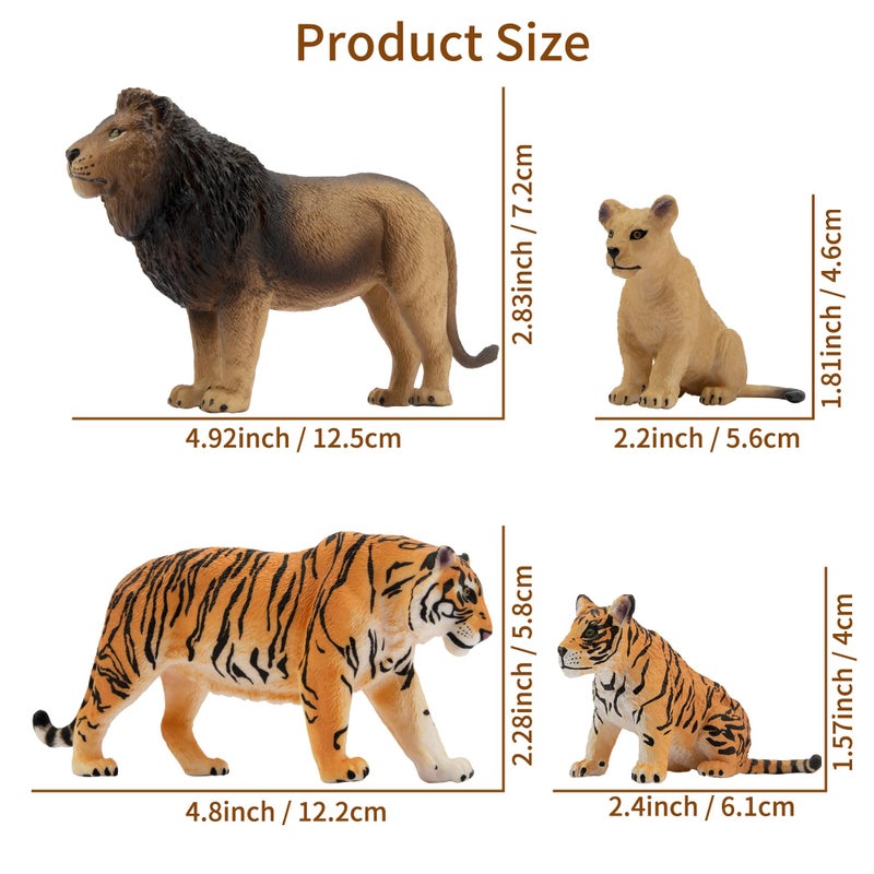 Toymany 8PCS 2-5" Plastic Jungle Animals Figures Playset Includes Baby Animals, Realistic Lion, Tiger, Cheetah, Leopard Figurines with Cubs, Cake Toppers Christmas Birthday Toy Gift for Kids Toddlers - Image 4