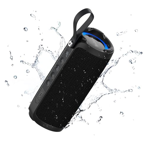 Bobtot Portable Bluetooth Speaker IPX6 Waterproof Speaker with Punchy Bass 15W Loud Sound RGB 15H Playtime Dual Pairing for Party Camping Beach Black - Image 1