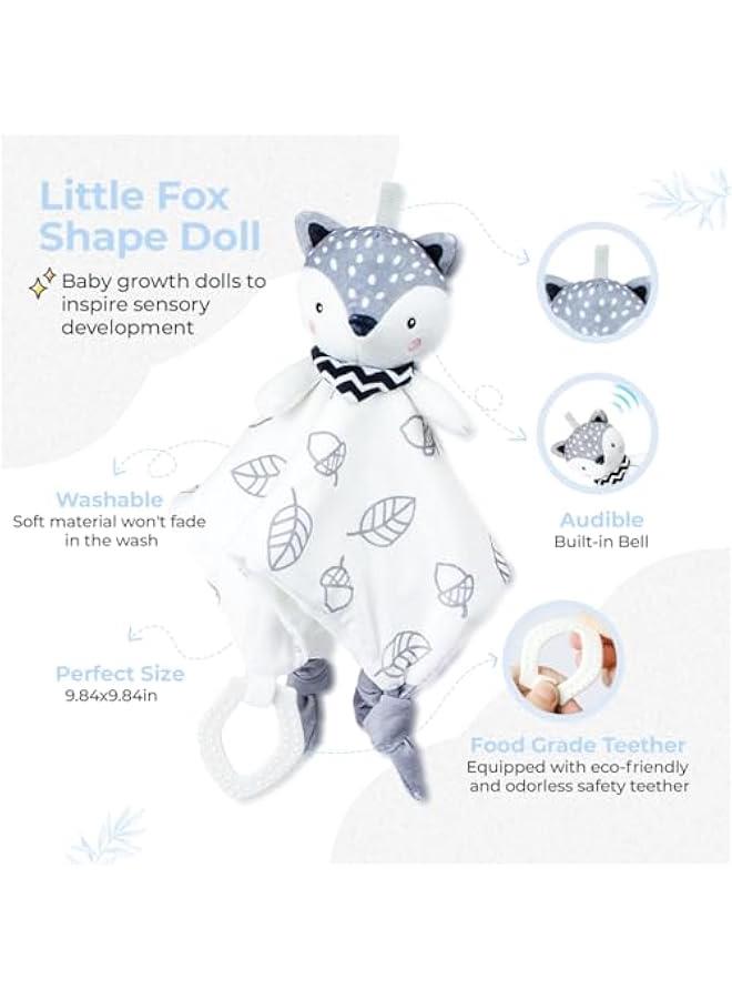 هوكور هدايا حفلات استقبال المولود الجديد من بورتالوف، سلة من الخيزران تتضمن بطانية لحديثي الولادة، بطانية امان للاطفال، لعبة خشخيشة خشخيشة خشخيشة، مرايل اطفال مرحة وبطاقة تهنئة، هدية اساسية فريدة للاطفال - Image 3