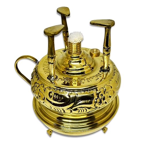 bonballoon Egyptian Greek Coffee Brass Engraved Copper Al Bramony Elbaramony Turkish Alcohol Burner Maker Table Top Tabletop With Brass Handle Arabian Solid Large Size Hand Decanter Hammered Handmade - Image 1
