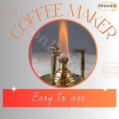 bonballoon Egyptian Greek Coffee Brass Engraved Copper Al Bramony Elbaramony Turkish Alcohol Burner Maker Table Top Tabletop With Brass Handle Arabian Solid Large Size Hand Decanter Hammered Handmade - Image 5