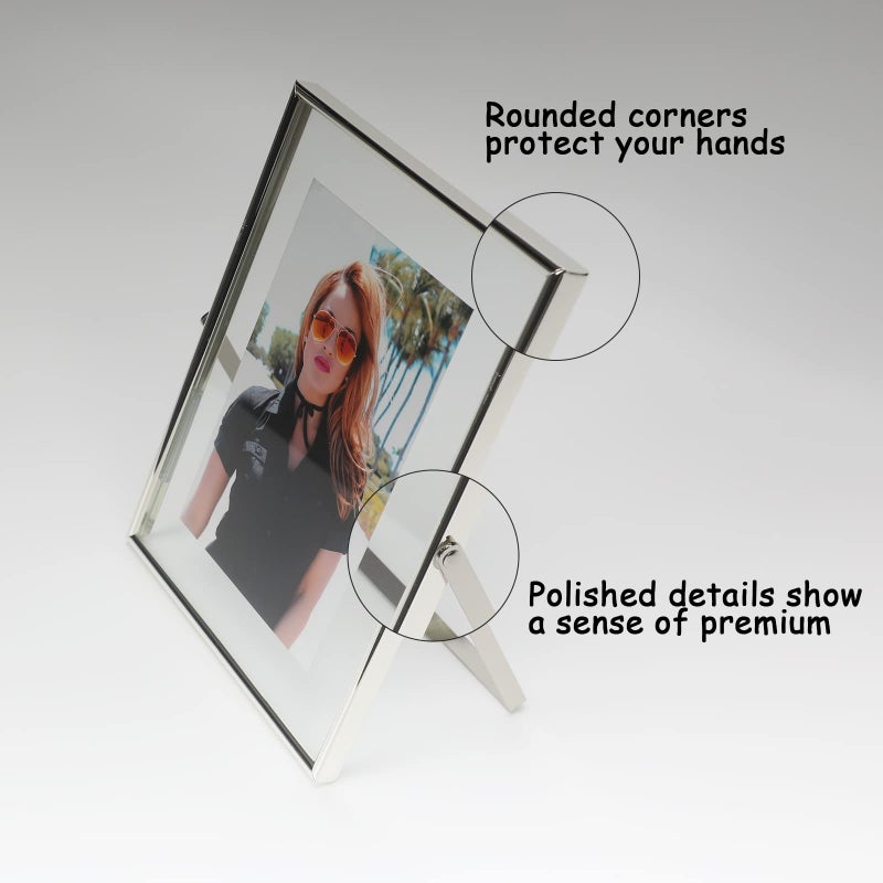 AhaGo Silver Floating Frame (6""x8""  Vertical)  For Picture 5x7  4x6  3x5  Tabletop Shelf Photo Frame  Classy Gift For Festival  Wedding  Home or Office D?cor - Image 3