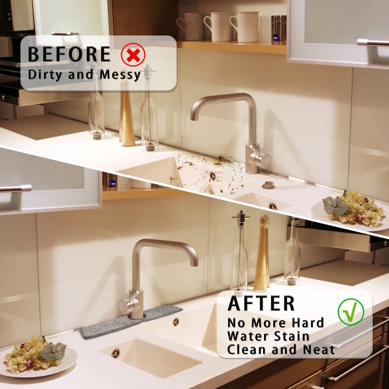 YBB 3 Pack Faucet Mat Splash Guard for Kitchen Sink, 18.5 x 4 Inch Faucet Handle Drip Catcher Tray Absorbent Mat for Kitchen, Bathroom, and RV - Image 5