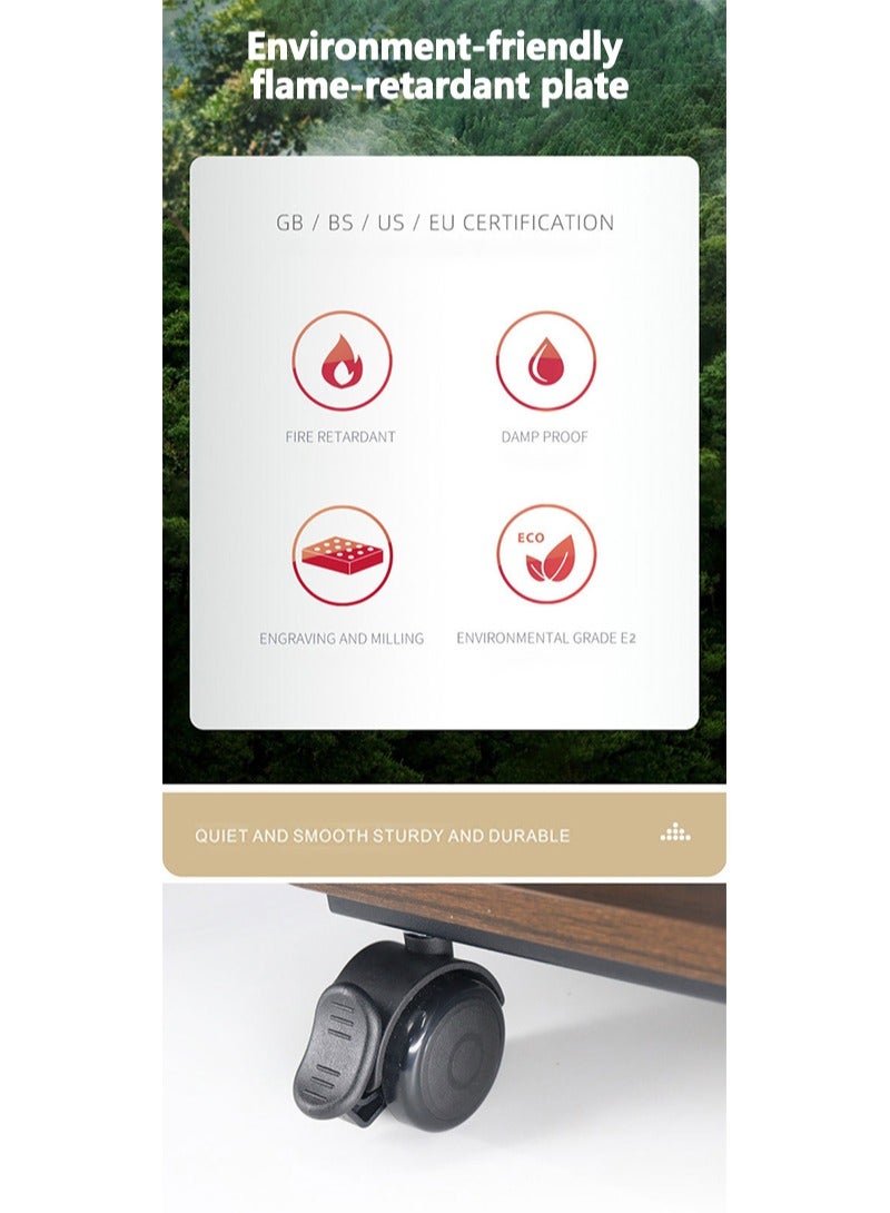 فلاشهوك حامل تلفزيون أرضي متحرك لشاشة تلفزيون مقاس 32-65 بوصة، عربة حامل تلفزيون خشبي مع أرفف تخزين لغرفة النوم والمكتب المنزلي الخارجي - Image 5