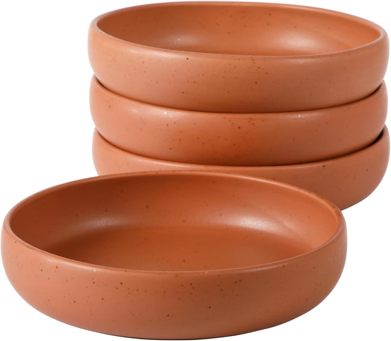 Bloomhouse Corsica Clay 4 Piece Dinner Pasta Meal Bowl Set  Burnt Apricot Terracotta - Image 1