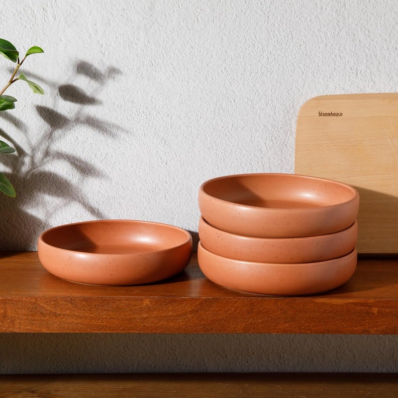 Bloomhouse Corsica Clay 4 Piece Dinner Pasta Meal Bowl Set  Burnt Apricot Terracotta - Image 4