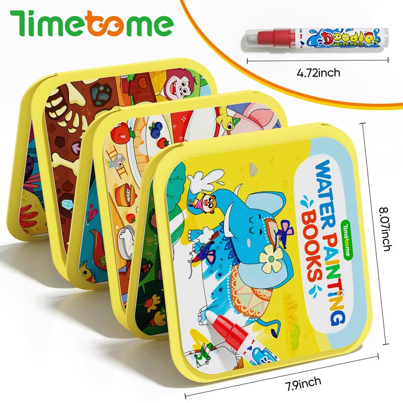 Timetome Reusable Water Painting Books for Kids â€“ 3-Pack Magic Water Reveal Coloring Books with Water Pens (Fairy Tale, Animal & Dinosaur) No-Mess Coloring & Reusable Fun Travel Activity for Ages 3â€“6 - Image 2