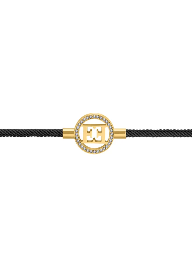 إسكادا Isabella Black Silk Cord Bracelet with Gold Plated Escada Logo Charm