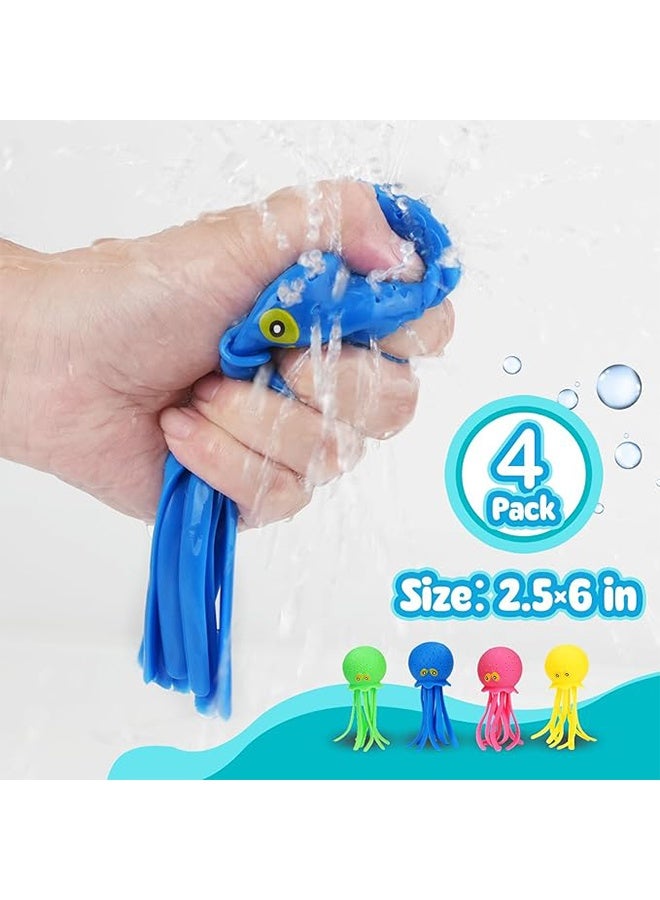 4 Pcs Octopus Water Balloon Bath Toys, Sensory Stress Relief Floating Pool Beach Tub Toy Reusable Water Bomb Splash Balls, Gift Bag Filler for Toddlers - Image 2