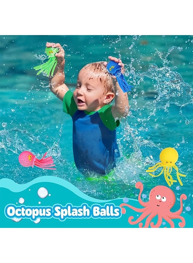 4 Pcs Octopus Water Balloon Bath Toys, Sensory Stress Relief Floating Pool Beach Tub Toy Reusable Water Bomb Splash Balls, Gift Bag Filler for Toddlers - Image 5