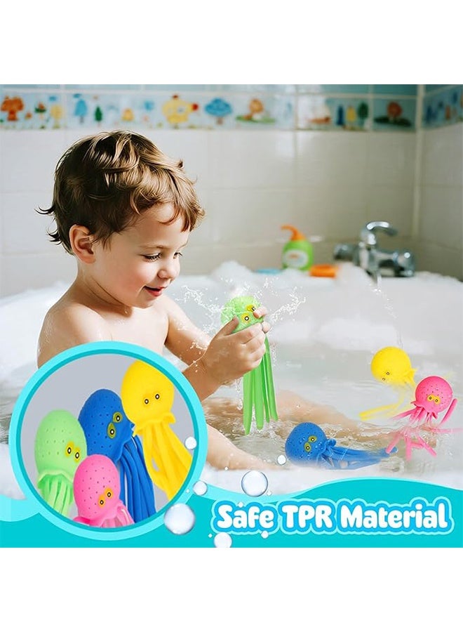 4 Pcs Octopus Water Balloon Bath Toys, Sensory Stress Relief Floating Pool Beach Tub Toy Reusable Water Bomb Splash Balls, Gift Bag Filler for Toddlers - Image 4
