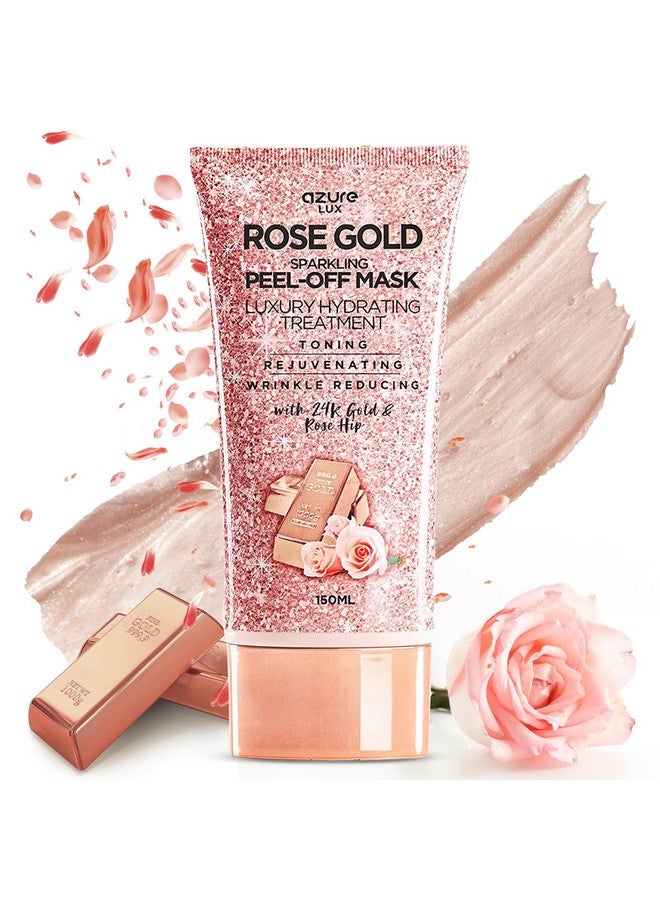 Azure Cosmetics AZURE Rose Gold Hydrating Peel Off Face Mask- Dermatologist Tested - Anti Aging, Toning & Rejuvenating - Removes Blackheads, Dirt & Oils - Real 24K Gold & Rose Hip Oil - 5.07 fl.oz. - Image 1