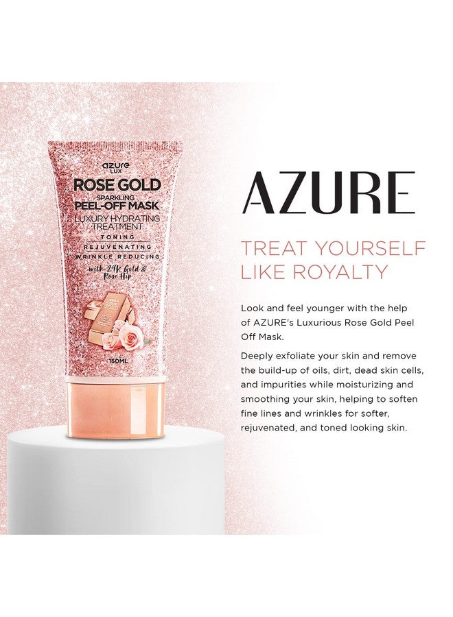 Azure Cosmetics AZURE Rose Gold Hydrating Peel Off Face Mask- Dermatologist Tested - Anti Aging, Toning & Rejuvenating - Removes Blackheads, Dirt & Oils - Real 24K Gold & Rose Hip Oil - 5.07 fl.oz. - Image 3