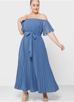 Off Shoulder Belted Pleat Detail Dress - pzsku/ZDD1A67983E2EBF12F244Z/45/_/1699234340/ff4df36c-a448-47c7-adca-c265c29a79c0