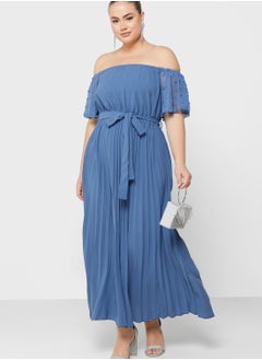 Off Shoulder Belted Pleat Detail Dress - pzsku/ZDD1A67983E2EBF12F244Z/45/_/1699234395/c055a461-2d69-4583-948c-73aa76fed839