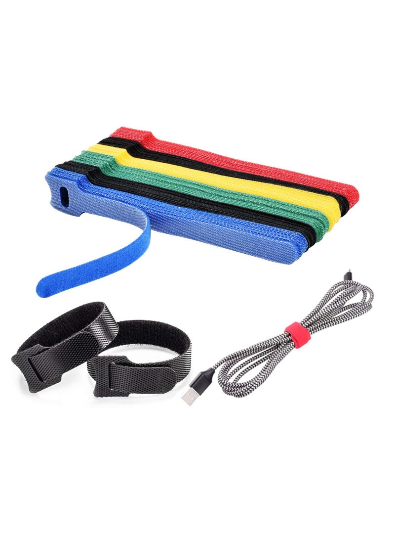 Excefore - 60PCS Fastening Cable Ties Reusable, Premium 6-Inch Adjustable Cord Ties, Microfiber Cloth Cable Management Straps Hook Loop Cord Organizer Wire Ties Reusable (Assorted Colors) - Image 1