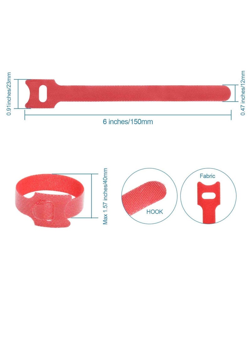 Excefore - 60PCS Fastening Cable Ties Reusable, Premium 6-Inch Adjustable Cord Ties, Microfiber Cloth Cable Management Straps Hook Loop Cord Organizer Wire Ties Reusable (Assorted Colors) - Image 1