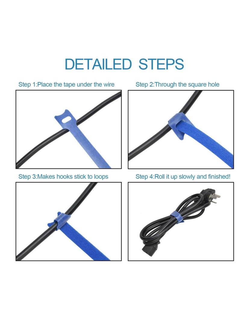 Excefore - 60PCS Fastening Cable Ties Reusable, Premium 6-Inch Adjustable Cord Ties, Microfiber Cloth Cable Management Straps Hook Loop Cord Organizer Wire Ties Reusable (Assorted Colors) - Image 1