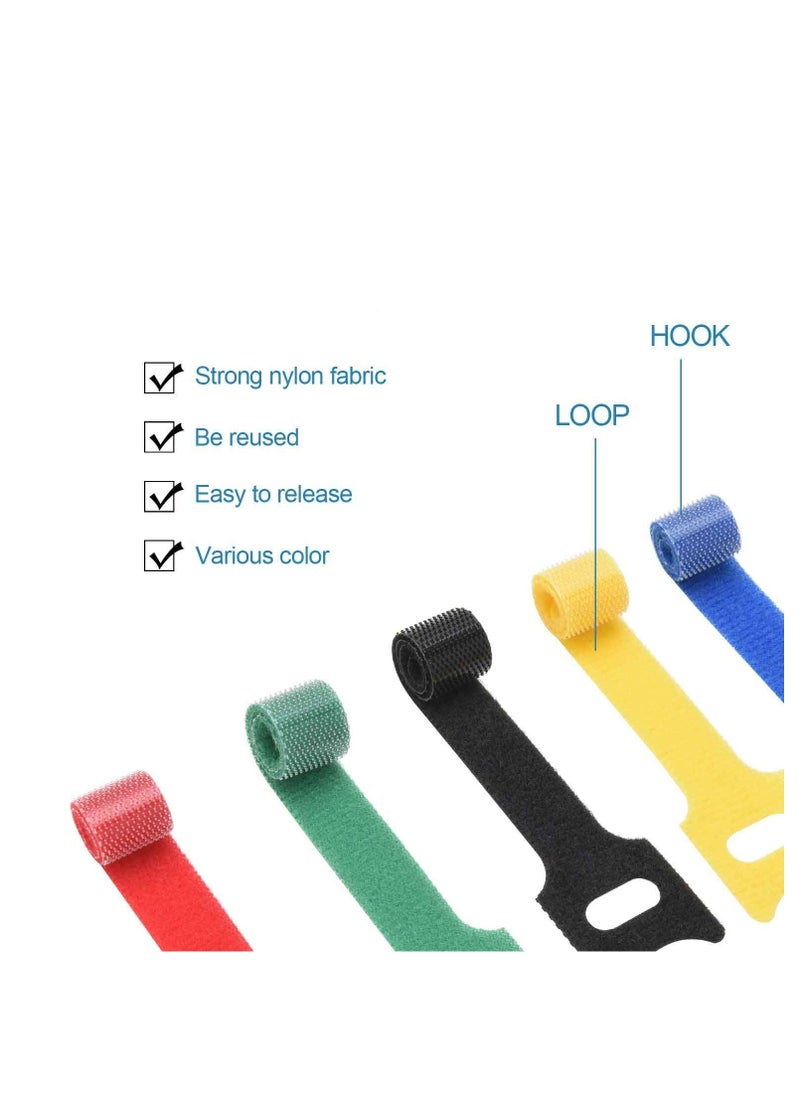Excefore - 60PCS Fastening Cable Ties Reusable, Premium 6-Inch Adjustable Cord Ties, Microfiber Cloth Cable Management Straps Hook Loop Cord Organizer Wire Ties Reusable (Assorted Colors) - Image 1