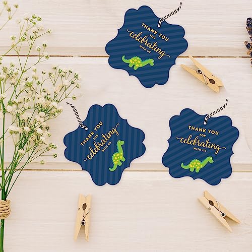 Andaz Press Birthday Fancy Frame Gift Tags, Thank You for Celebrating with Us, Dinosaur, 24-Pack, for Gifts and Party Favors - Image 3