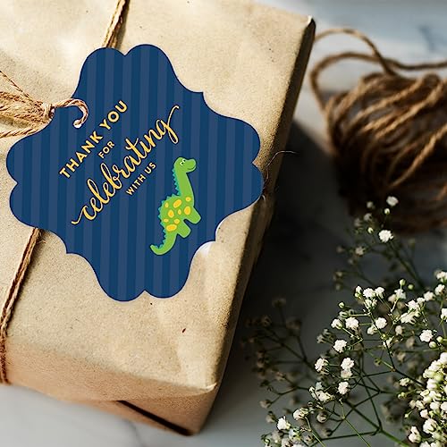 Andaz Press Birthday Fancy Frame Gift Tags, Thank You for Celebrating with Us, Dinosaur, 24-Pack, for Gifts and Party Favors - Image 2
