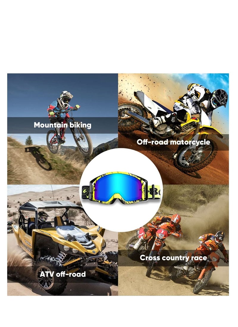 Excefore - Motorcycle Goggles, Dirt Bike Goggles, ATV Racing Motocross Goggle Glasses, UV Protection Windproof Anti Fog Racing Goggles, Racing Helmet Goggles, for Adults Men Women Youth Kids (Green) - Image 1