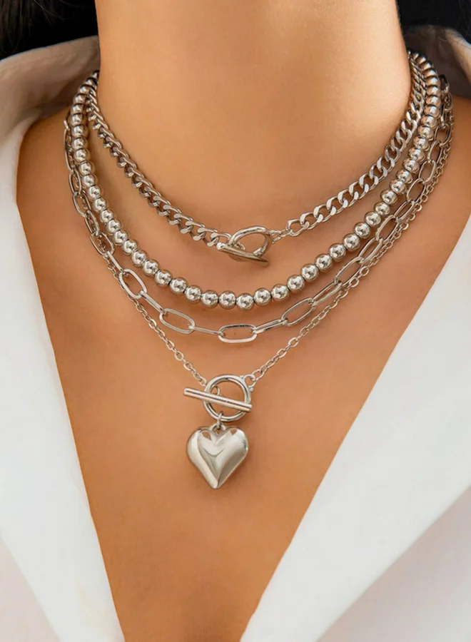 Take Two Take Two Set of 4 - Silver Layered Necklace