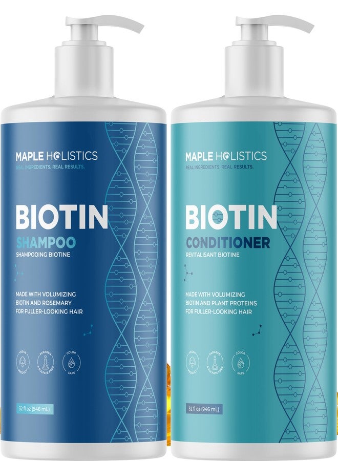 Maple Holistics Rosemary Biotin Shampoo and Conditioner Set - Volumizing Shampoo and Conditioner for Thinning Hair for Women & Men with Nourishing B Vitamins - Color Safe Sulfate Paraben & Silicone Free (32 Fl Oz) - Image 1