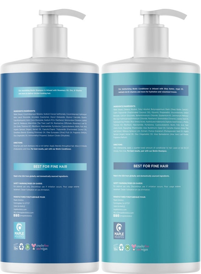 Maple Holistics Rosemary Biotin Shampoo and Conditioner Set - Volumizing Shampoo and Conditioner for Thinning Hair for Women & Men with Nourishing B Vitamins - Color Safe Sulfate Paraben & Silicone Free (32 Fl Oz) - Image 5