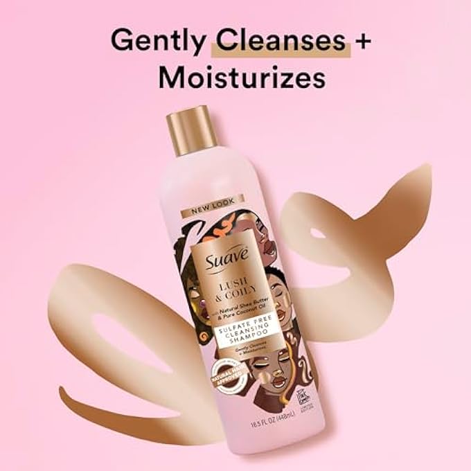 Suave PROFESSIONALS NATURAL SHEA BUTTER & PURE COCONUT OIL SULFATE-FREE CLEANSING SHAMPOO,16.5 FLUID OUNCES - Image 3