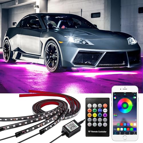 Yielinth Smart RGB Car Underglow Kit with App & RF Remote - IP67 Waterproof, 16 Million Color LED Light Strips, Music Sync, Universal Fit for All Cars, Trucks, Vans - 12V DC Exterior Lighting - Image 1