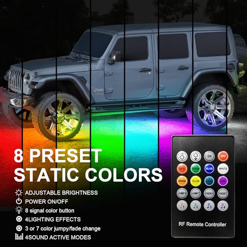 Yielinth Smart RGB Car Underglow Kit with App & RF Remote - IP67 Waterproof, 16 Million Color LED Light Strips, Music Sync, Universal Fit for All Cars, Trucks, Vans - 12V DC Exterior Lighting - Image 3