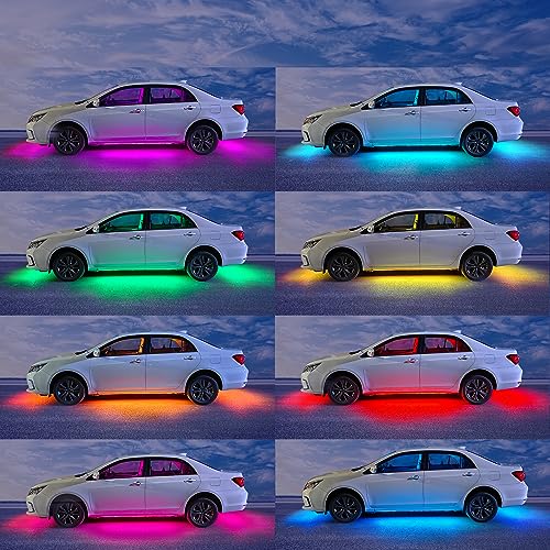 Yielinth Smart RGB Car Underglow Kit with App & RF Remote - IP67 Waterproof, 16 Million Color LED Light Strips, Music Sync, Universal Fit for All Cars, Trucks, Vans - 12V DC Exterior Lighting - Image 2