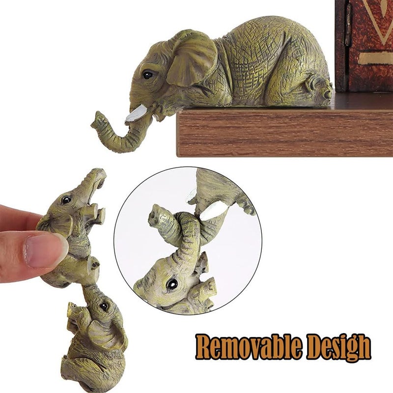 Aputue Elephant Resin Figurines, 3 PCS Detachable Elephants Decor with Good Fortune, Elephant Home Decor with Mother and Two Hanging Little Elephants, Resin Ornaments for Living Room, Bedroom, Office - Image 3