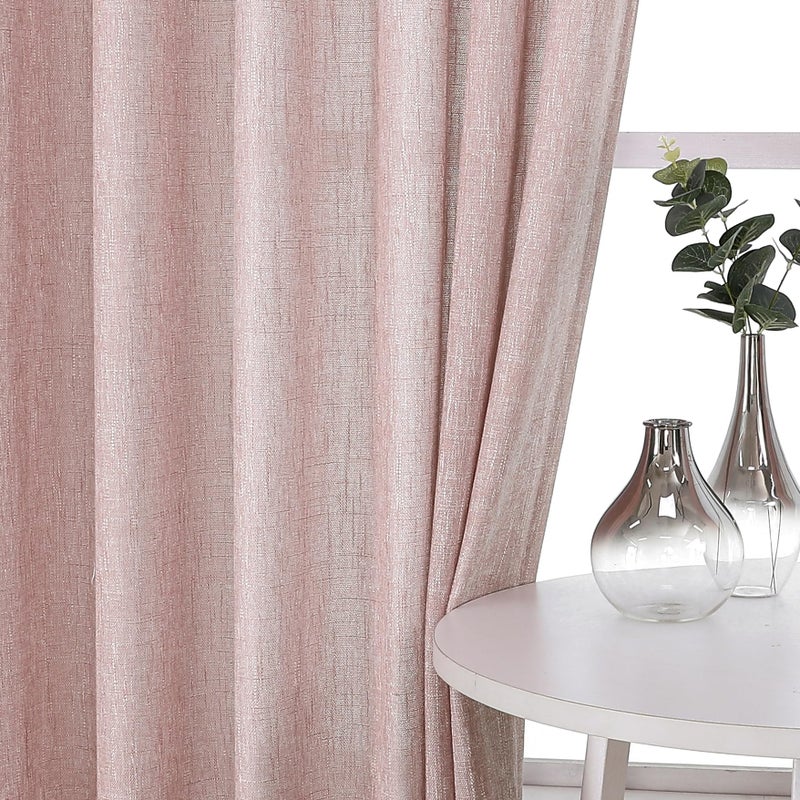 Vision Home Pink Pinch Pleated Semi Sheer Curtains for Girls Bedroom Living Room Textured Light Filtering Window Curtains 120 inch Rayon Blended Pinch Pleat Pink Drapes with Hooks 2 Panels 40""Wx120""L - Image 2